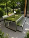 Ensemble de jardin en promotion Fermob Bellevie – Table + banc + chaises – design haut de gamme Belgique