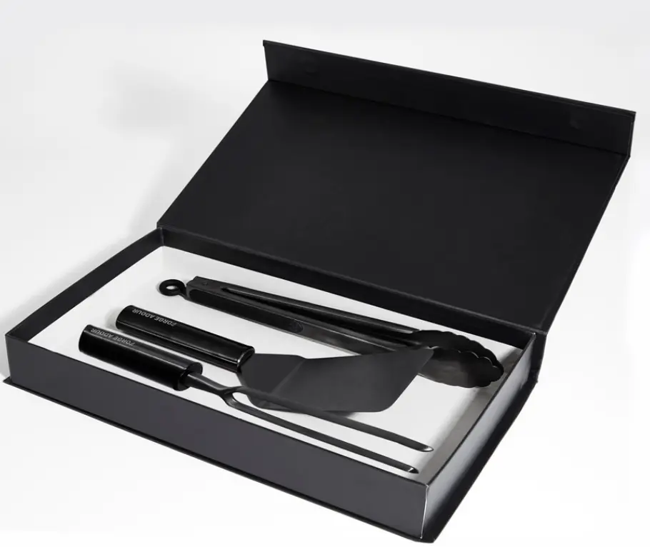 [FA-030519] Coffret 3 Ustensiles Forge Adour Titane – Kit Plancha avec Spatule, Pince et Fourchette
