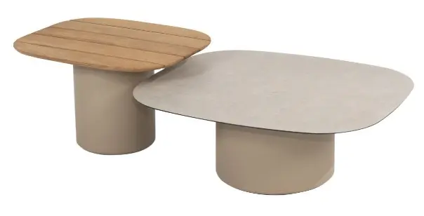 [4SO-91632] Demi couleur latté - Ensemble de 2 tables basses par 4 seasons outdoor
