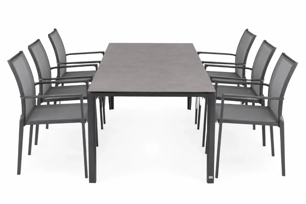 Ensemble de jardin Goa & Melbourne – Table HPL 220 cm + 6 chaises empilables | 4 Seasons Outdoor