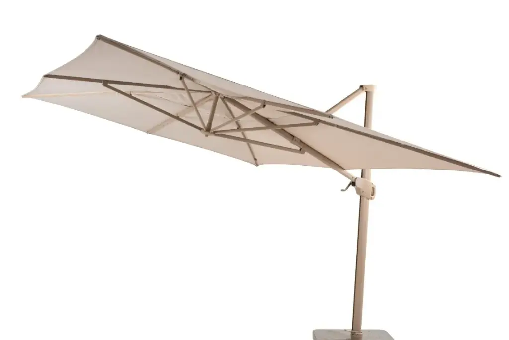 [4SO-08711] Hacienda parasol déporté 300x400 cm toile couleur "sand" et mât couleur "latté" de 4 seasons outdoor 