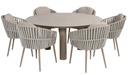 Ensemble de jardin Eva & Donato latté – Table ronde 160 cm + 6 chaises | 4 Seasons Outdoor