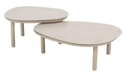 [4SO-91822] Monroe Set de 2 tables basses couleur latté -  65X32 et 80x27 - Taste by 4 seasons outdoor