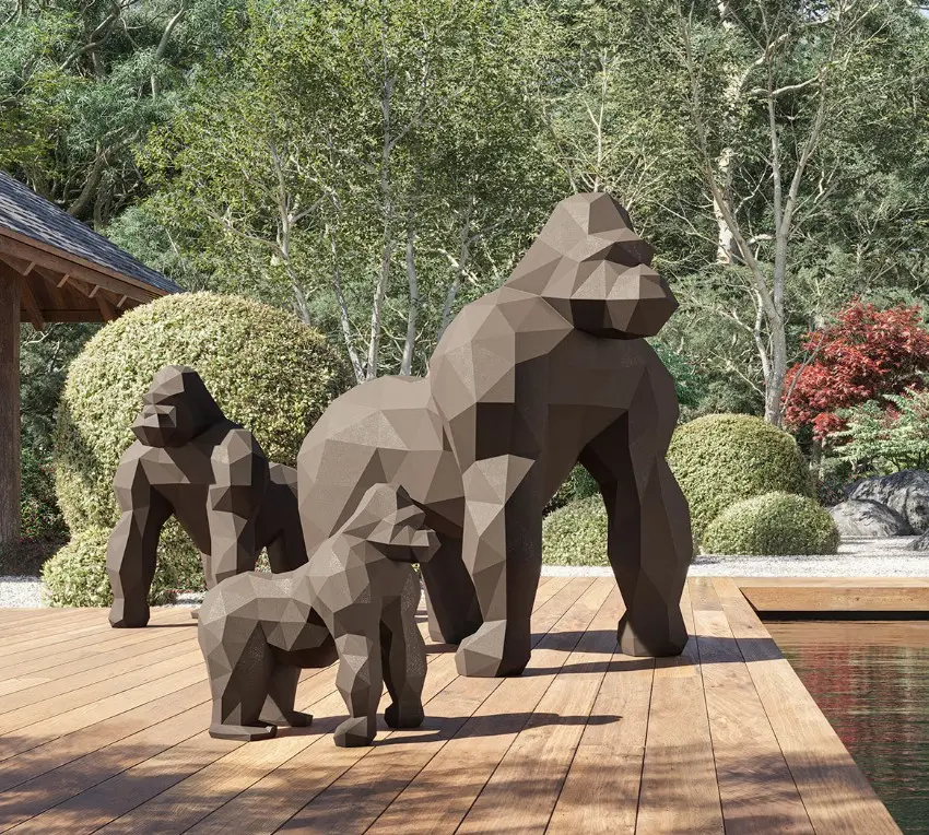 Gorille de terrasse ORIGAMI - SARU de Vondom - Grand format H.155 cm - Couleur: brun