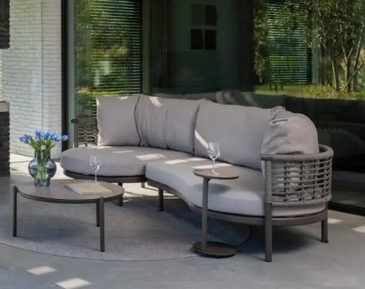 [4SO-91801] Puglia salon de jardin avec méridienne - couleur terre - Taste by 4 seasons outdoor
