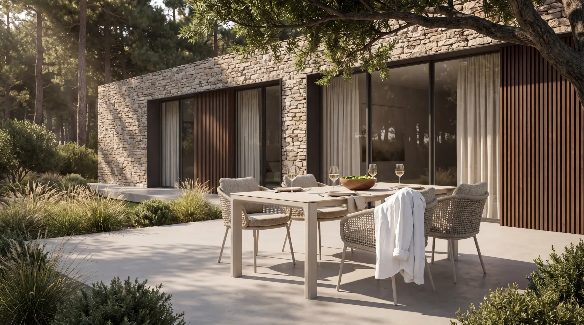 [4SO-91937+91901] Ensemble Granada couleur "Lin" 240x95cm - Table Granada ET 6 Chaises Wave
