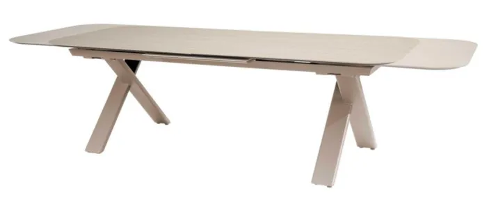 Table extensible de jardin RAVI- Aluminium de couleur "latté" - Plateau en céramique 240/310x105 cm - Taste by 4 Seasons Outdoor