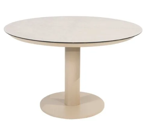 Table ronde Sarah D.120 cm - Aluminium de couleur "Latté" - Taste by 4 Seasons Outdoor