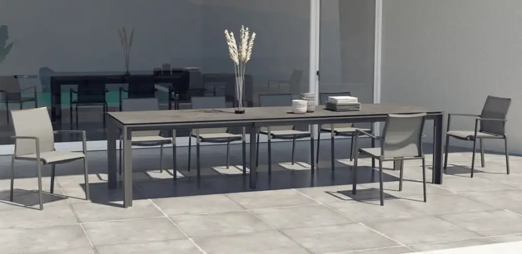 Ensemble de jardin avec 10 chaises Melbourne et 1 table extensible Optimum anthracite