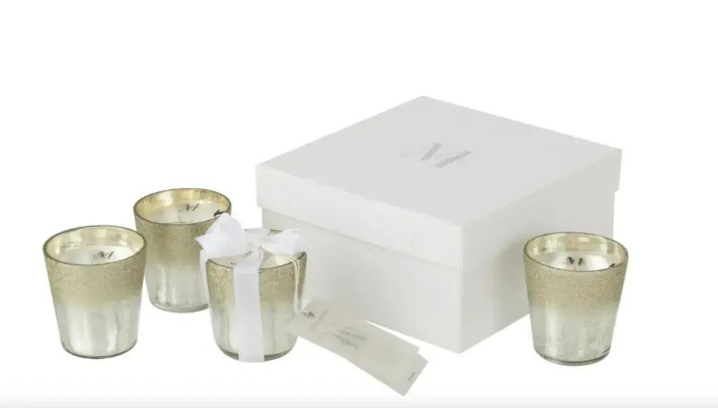 [JOLIPA-16130] Boîte de 4 bougies parfumées M-Chic - verre argent - 21h