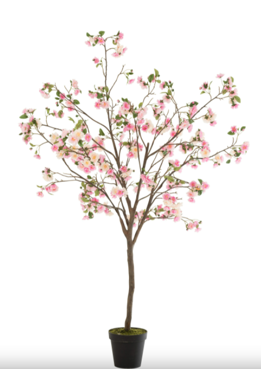 Arbre En Fleurs Plastique Rose/Marron Large - J-LINE, plante, 12505, arbre