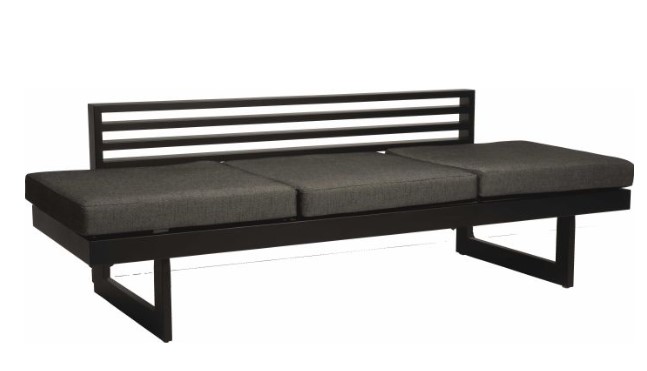 Banc - canapé - transat en aluminium noir mat textilène noir satiné 216x80x73 cm NEW HOLLY DINING- STERN