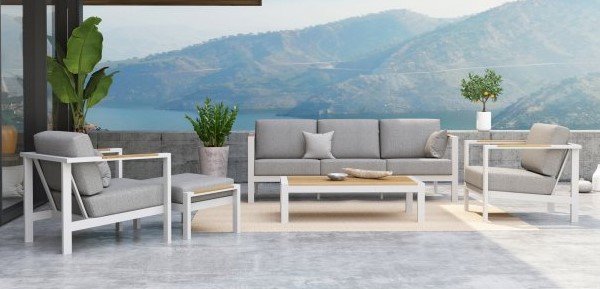 [4SO-91251] Salon de jardin Ginger blanc avec table basse – aluminium – 4 Seasons Outdoor