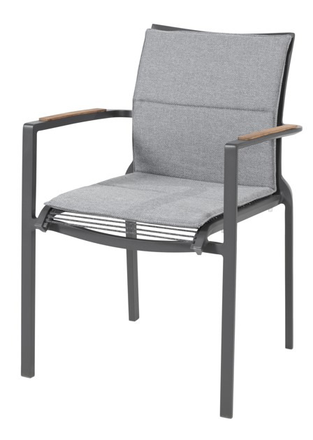 [4SO-91404] Chaise de Jardin Melbourne Anthracite avec Rope & Coussin – Design Aluminium Empilable
