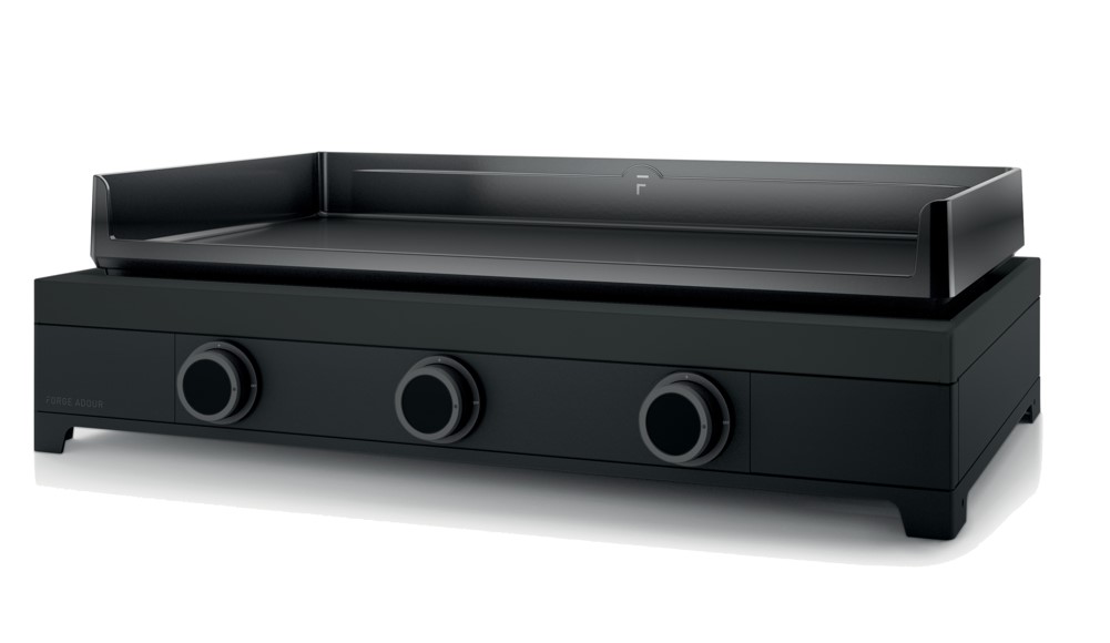 Plancha au Gaz 75 cm en acier noir et plaque de cuisson en fonte émaillée - MODERN G 75 A N- FORGE ADOUR, MODERN, 030075, 8436550256642