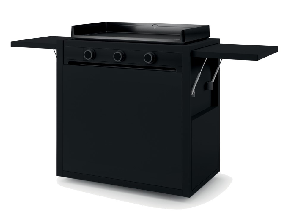 Chariot fermé en acier noir - CH MAF 75 N - pour plancha 75 cm MODERN - Forge Adour