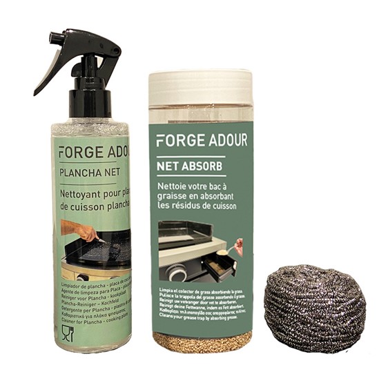 Kit Nettoyage Forge Adour FA-KIT NETTOYAGE – Kit Absorb Plancha (Boule Inox, Plancha Net, Net Absorb) Entretien Complet Plaque et Bac à Graisse