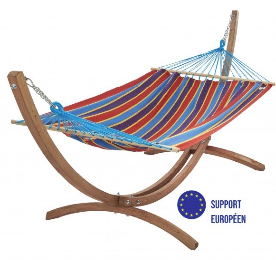 [JOBEK - 018935] Hamac Jobek Set EsKapade Canoa avec support bois – hamac sur pied extérieur confortable et design naturel