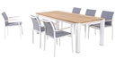 Ensemble de jardin en aluminium blanc et en teck - MELBOURNE et RIDGE - TASTE by 4 seasons outdoor, Modèle d'expo