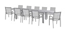Ensemble de jardin en aluminium gris clair - Table extensible Premier avec 10 chaises Torino - Taste by 4 seasons