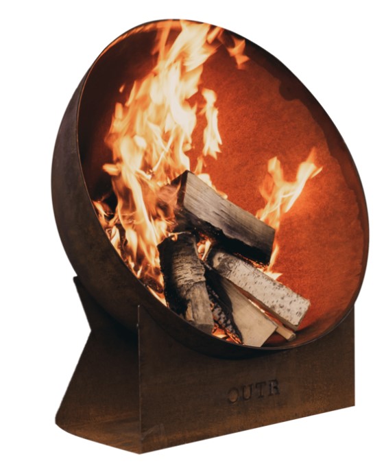 Braséro au feu de bois OUTR BOWL Fire Scale avec socle en acier corten