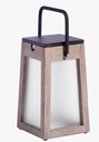 Lanterne solaire Les Jardins TECK147 – lampe d’extérieur rechargeable teck et verre dépoli avec LED