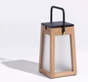 LANTERNE solaire et rechargeable TECK146 en teck, verre dépoli acrylique - LES JARDINS
