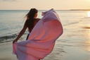 Fouta de plage Fermob Color Mix Rose Poudré – Drap de plage coton & éponge - 200 x 100 cm