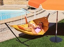 Hamac Fatboy Headdemock Superb Deluxe Daisy Yellow avec support, coussin et housse – hamac premium 2 places pour jardin et terrasse