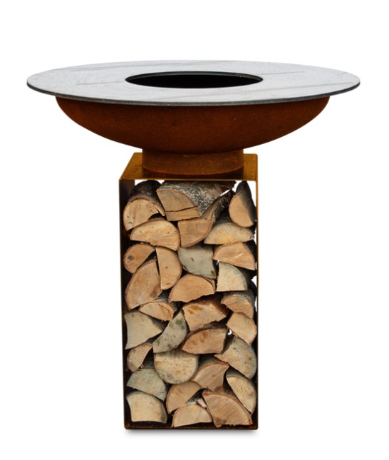 [OUTR -0010130001] Plancha BBQ en Acier Corten OUTR Urban 70 – Brasero Design Ø70 cm pour Cuisine Extérieure au Feu de Bois