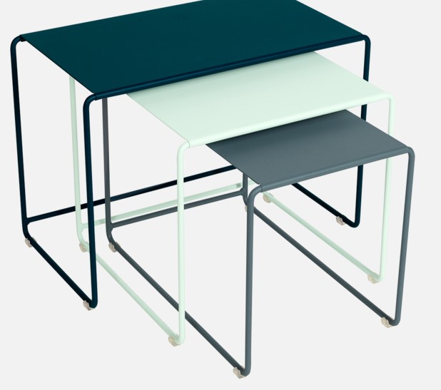 Trilogie de tables gigagnes OULALA - Bleu acapulco / Gris orage / Menthe glaciale FERMOB, BLEU ACAPULCO, MENTHE GLACIALE, 900905, OULALA,  GRIS ORAGE