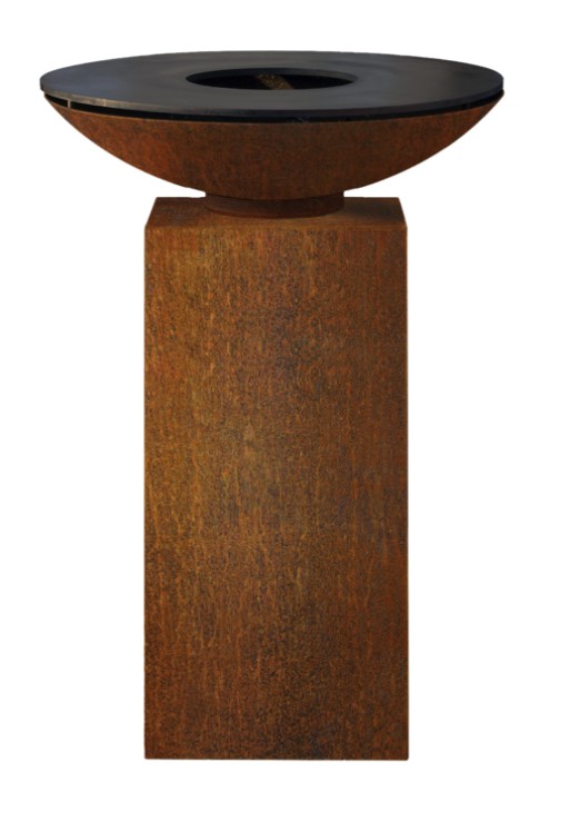 [OUTR-PLANCHAC80] Plancha au Feu de Bois OUTR C80 Socle Fermé – Brasero Design Corten Ø80 cm Cuisine Extérieure