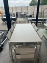 Ensemble de jardin en aluminium gris argile - CALVI - CADIZ avec 8 chaises - FERMOB