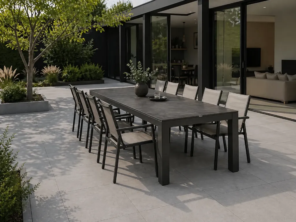 [STERN-431751 417179] Ensemble de jardin extensible Silverstar & Levanto – Table HPL marbre + 6 chaises | Stern