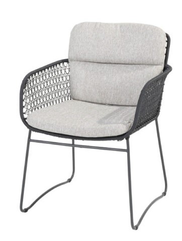 [4SO-214016] Chaise de Jardin Aprilla Anthracite avec 2 Coussins – Tressage Hularo Haut de Gamme de 4 seasons outdoor