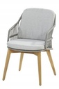 Chaise Dining en Teck & Rope Silver Grey avec 2 Coussins – Design Outdoor Haut de Gamme