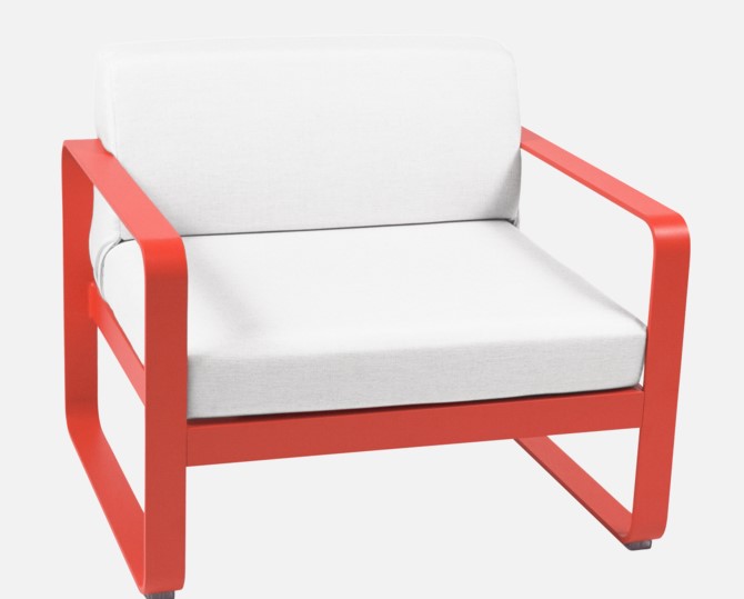 Fauteuil Bellevie - Alu capucine - Tissu blanc - FERMOB