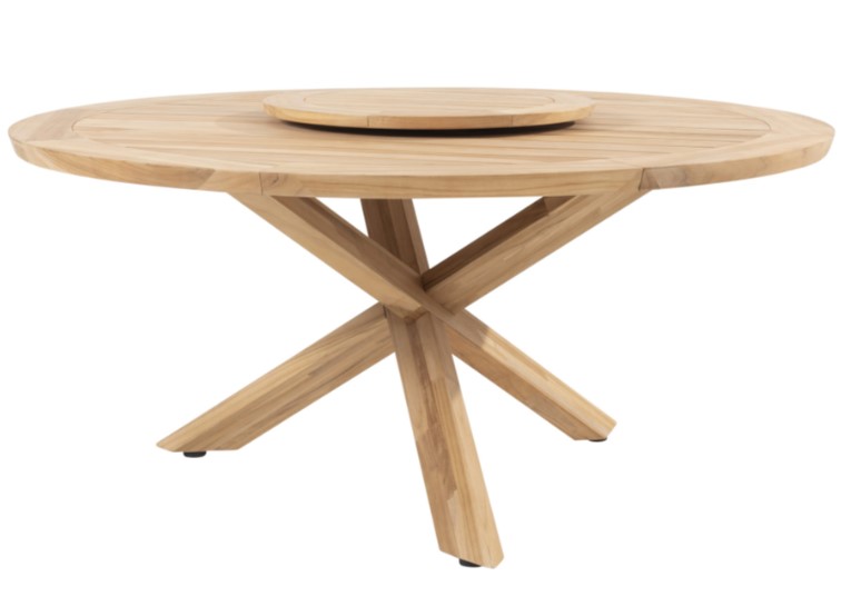 Table ronde PRADO Ø160 cm – Plateau en teck & pied croisé anthracite – Taste by 4 Seasons Outdoor
