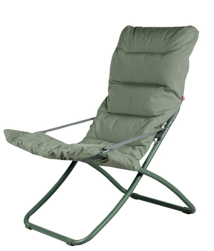 Fauteuil relax FIAM Fiesta Soft Vert Sauge – chaise longue réglable 3 positions pour jardin et terrasse