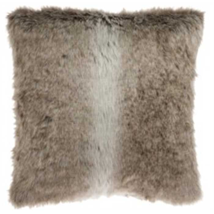Coussin imitation fourrure noir/marron/blanc - J-LINE, 5415203768629