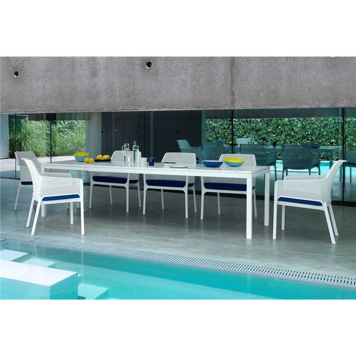 Ensemble de jardin table rio extensible 210/280 cm et 6 chaises net relax - couleur blanc - NARDI