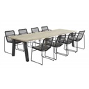 Ensemble de jardin avec une grande table en teck de 3 m DERBY et 8 chaises en aluminium ELBA  - TASTE