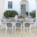 Ensemble extensible alloro 210/280 cm blanc/taupe avec 6 chaises palma - Nnardi, ALLORO PALMA, NNARDI.4285202000