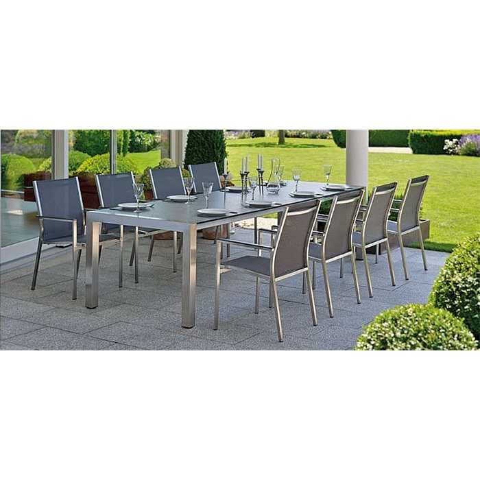 Ensemble de jardin avec une table extensible 174/254 en inox et 6 chaises CARDIFF en inox - STERN