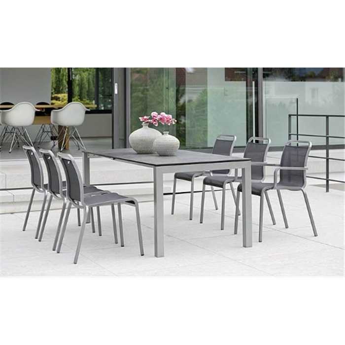 Ensemble de jardin avec une table en aluminium 200 cm et 6 chaises OSKAR - STERN
