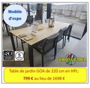 Table de jardin GOA 220 cm plateau HPL imitation teck - 4 Seasons