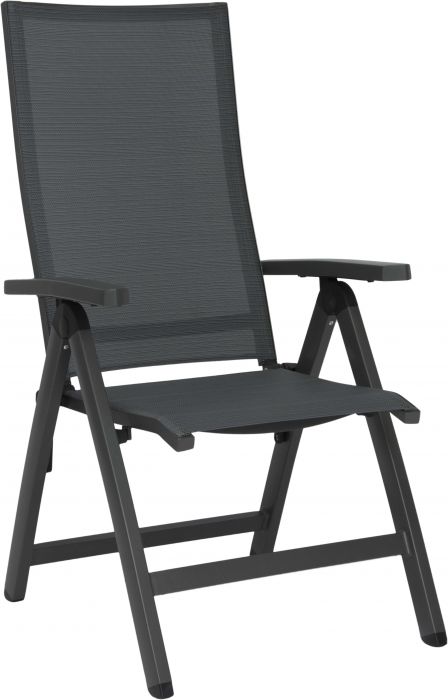Fauteuil TOP pliant en aluminium "anthracite" et textilène "carbone" de STERN moebel
