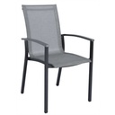Fauteuil empilable aluminium anthracite textilène argent EVOEE - STERN, 417670, 4010187115189, EVOEE