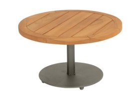 Table basse VOLTA - plateau en teck D.60 cm H.35 cm - Aluminium couleur: "olive" de 4 seasons outdoor, OLIVE, VOLTA