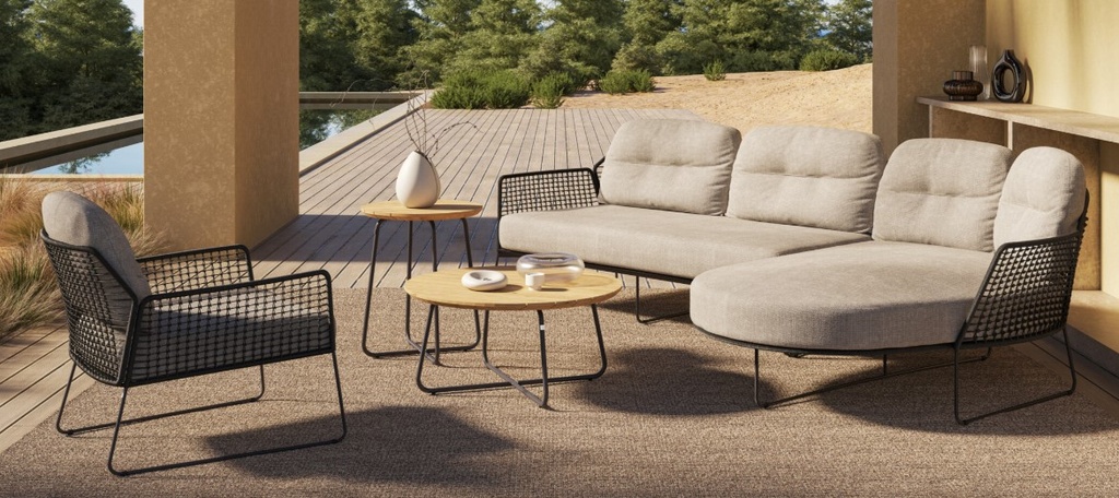 [TASTE-91562 91563 91561] Salon de jardin Rhodos – canapé + chaise longue – inox et corde – Taste by 4 Seasons Outdoor